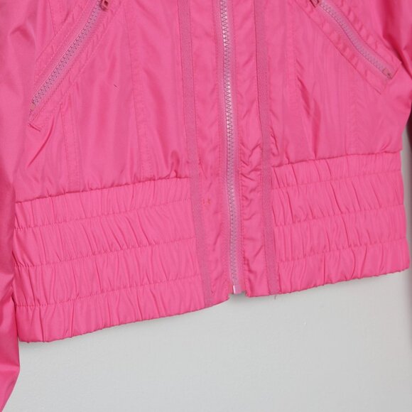 VINTAGE Y2K XOXO Hot Pink Bomber Jacket Windbreaker Retro Full Zip Barbiecore - Picture 12 of 13